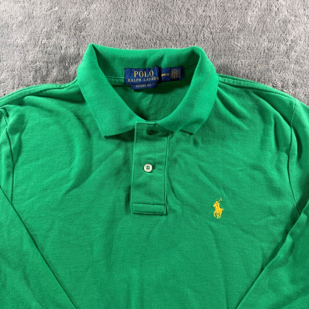 Polo Ralph Lauren Polo Shirt Kids M(10-12) Green Excellent Long Sleeve Pony